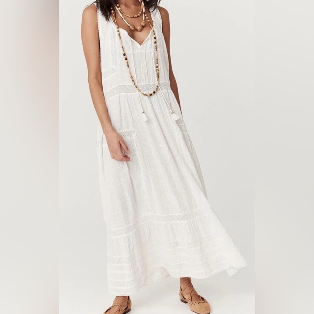 SPELL Serendipity Lace Maxi Sundress Jasmine White Size Medium